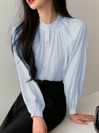 Blusa manga obispo celeste - Imagen 2