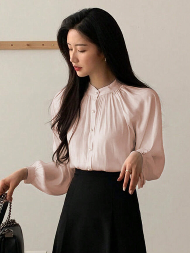 Blusa manga obispo rosa - Imagen 2