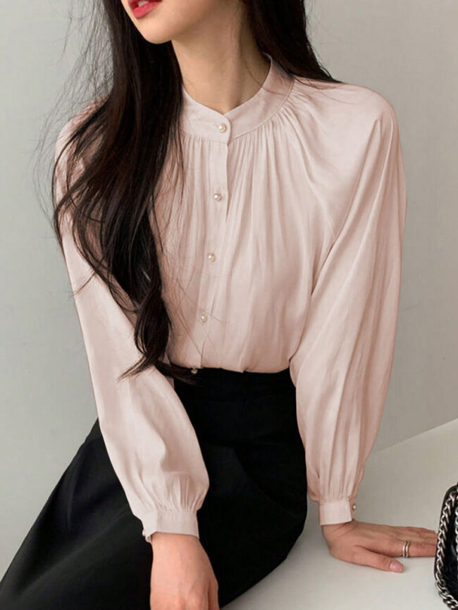 Blusa manga obispo rosa - Imagen 3