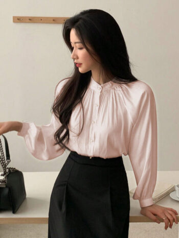 Blusa manga obispo rosa