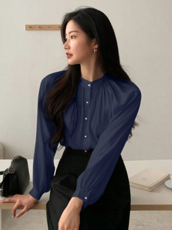 Blusa manga obispo azul - Imagen 5