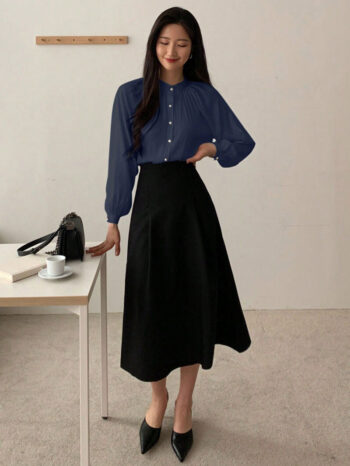 Blusa manga obispo azul - Imagen 6