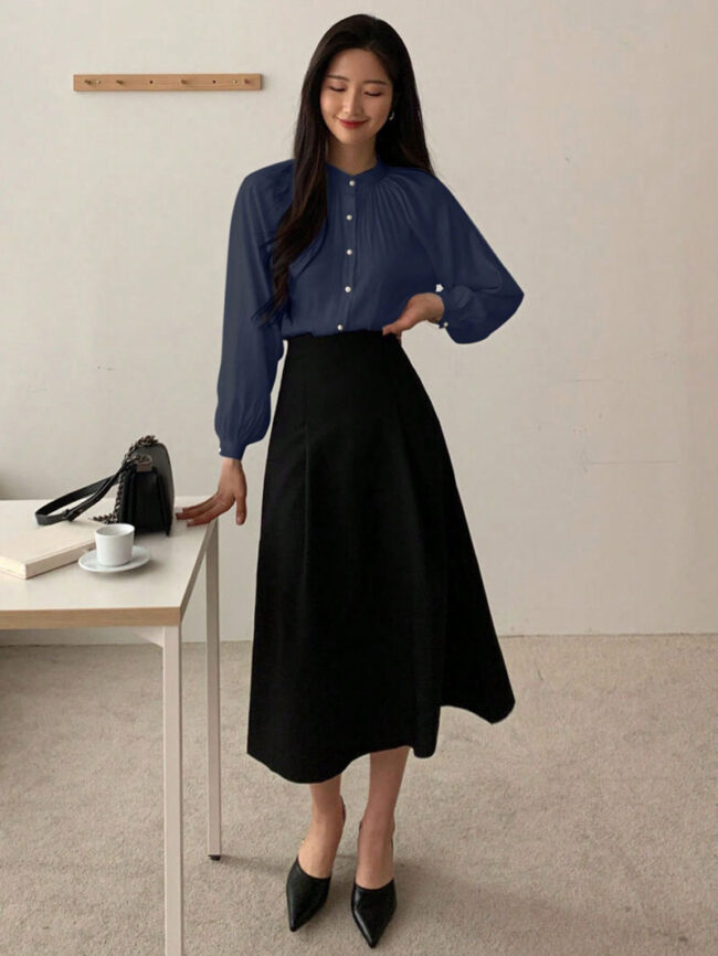 Blusa manga obispo azul - Imagen 6