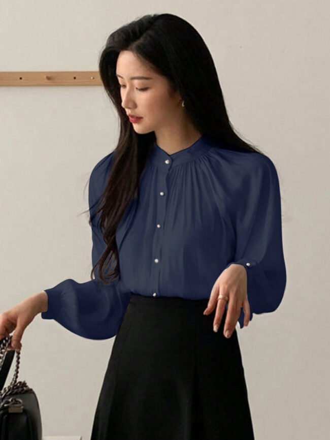 Blusa manga obispo azul - Imagen 4