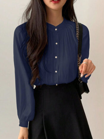 Blusa manga obispo azul