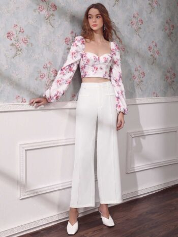 Pantalón acampanado blanco