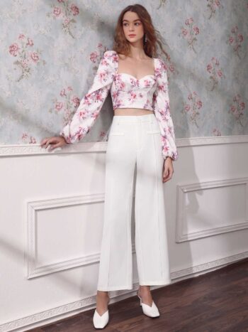 Pantalón acampanado blanco