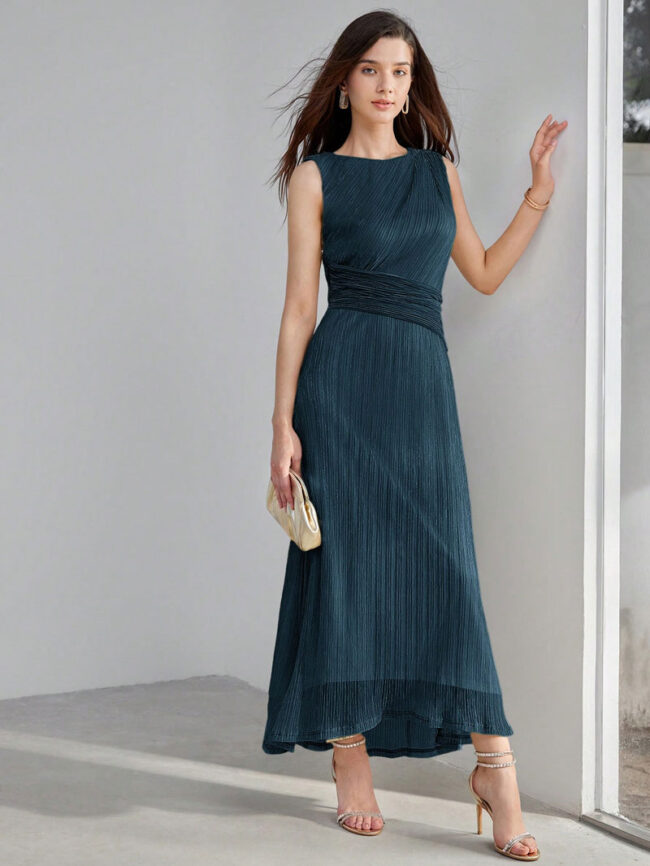 Vestido Leonor turquesa oscuro - Imagen 3
