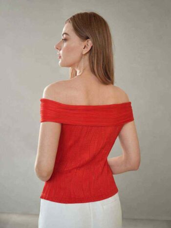 Top off shoulder rojo - Imagen 4
