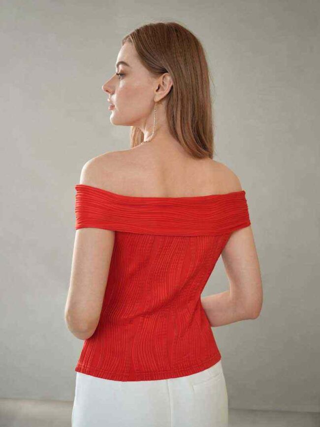 Top off shoulder rojo - Imagen 4