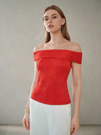 Top off shoulder rojo - Imagen 2