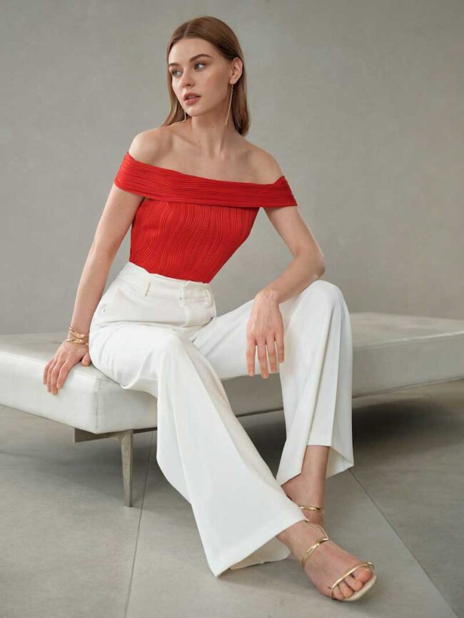 Top off shoulder rojo - Imagen 5