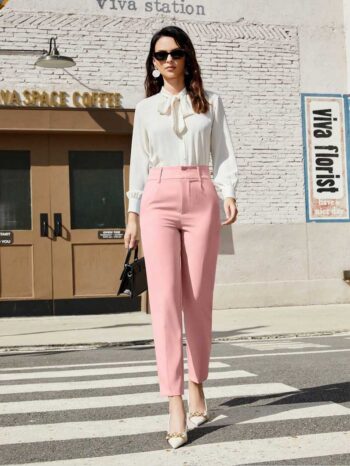 Pantalón de vestir recto rosa - Imagen 6