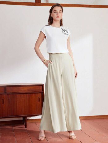 Pantalón pierna ancha albaricoque - Imagen 3