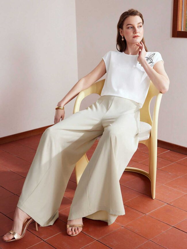 Pantalón pierna ancha albaricoque - Imagen 2