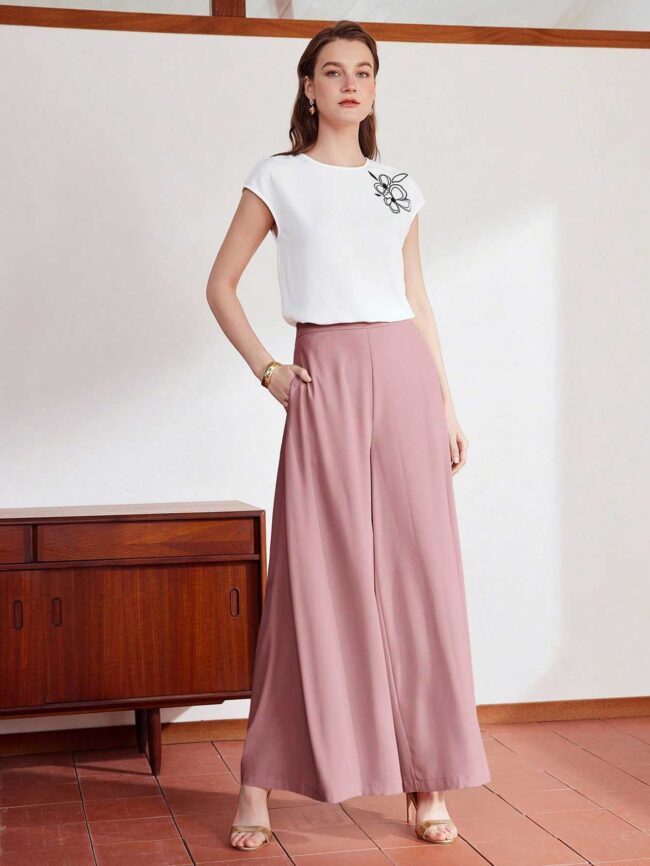 Pantalón pierna ancha rosa - Imagen 4