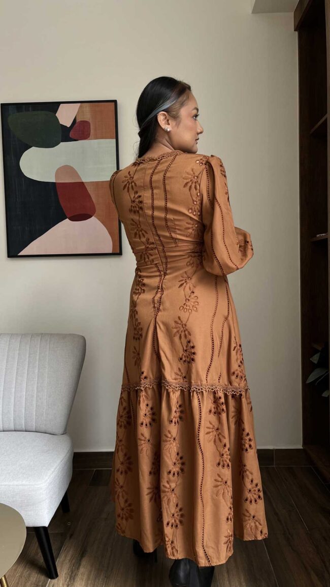 Vestido Boho Carmen Ocre - Imagen 3