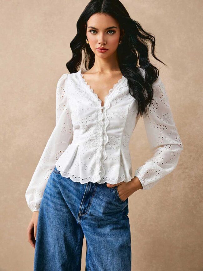Blusa brodery manga larga - Imagen 3