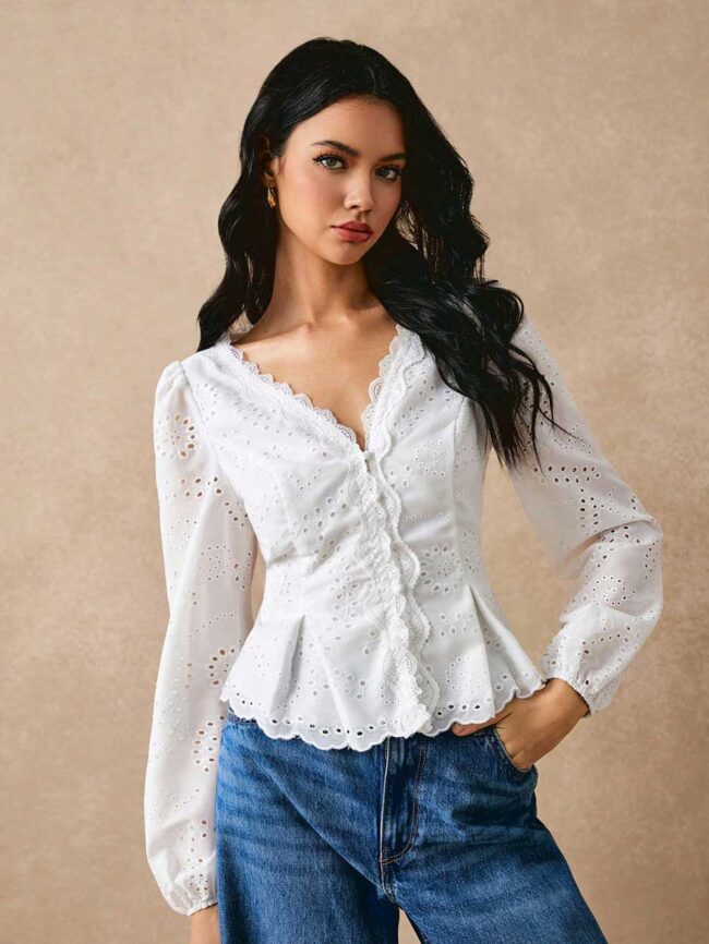 Blusa brodery manga larga - Imagen 2