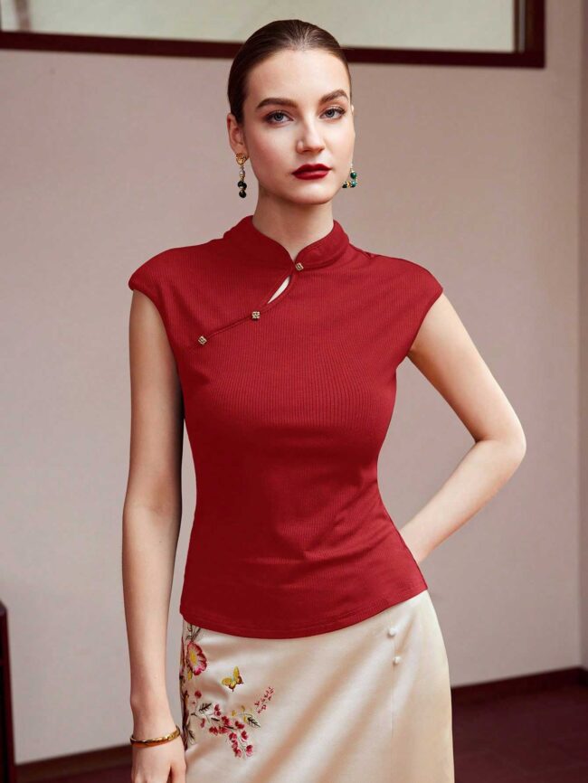 Top detalle oriental rojo - Imagen 3