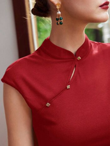 Top detalle oriental rojo - Imagen 4