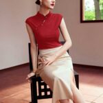 Top detalle oriental rojo