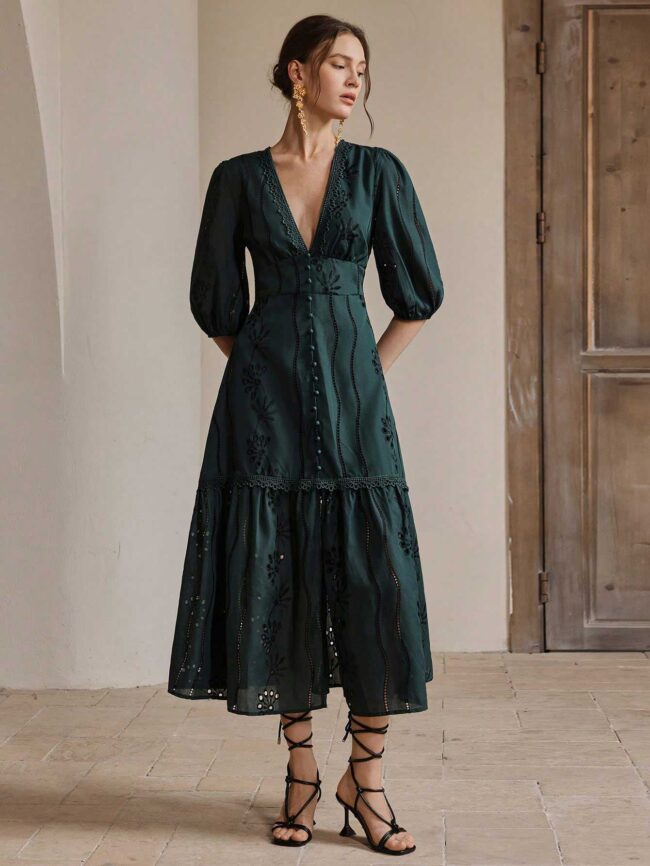 Vestido-verde-Brodery-3 Vestido Boho Carmen - Imagen 1