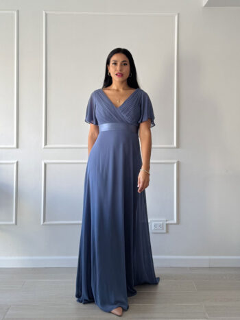 Vestido elegante Luciana azul acero - Imagen 3