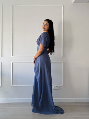 Vestido elegante Luciana azul acero - Imagen 4