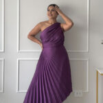 Vestido plisado Serena morado