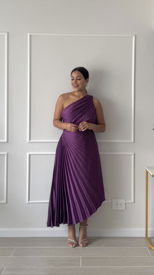 Vestido plisado Serena morado - Imagen 2