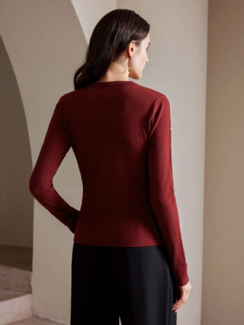Jersey elegante con adorno de cristales - Borgoña - Imagen 5