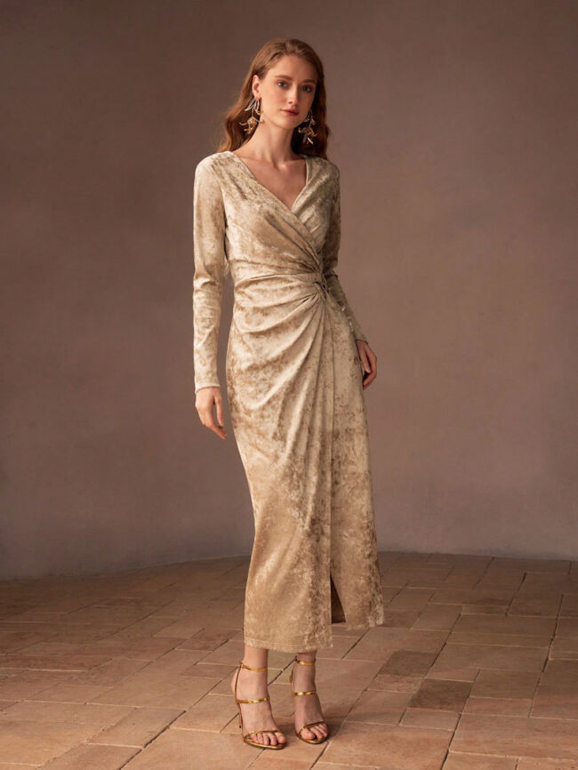 Vestido-satin-animal-print-beige-5 Vestido Amélie champagne - Imagen 1