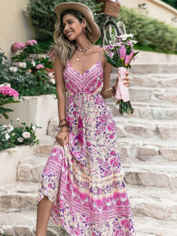 Vestido floral Mara rosa - Imagen 4