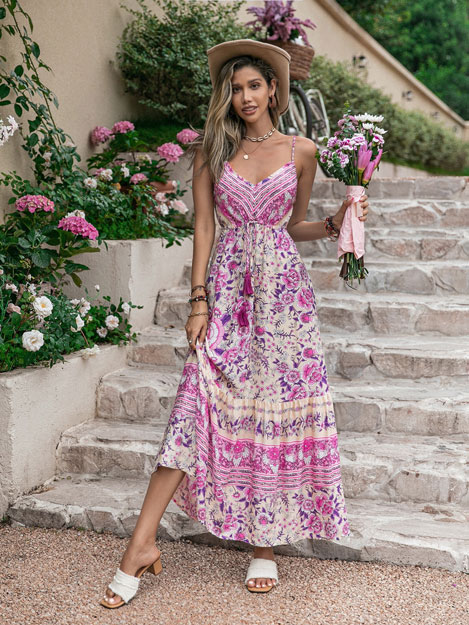 Vestido-floral-lila-5 Vestido floral Mara rosa - Imagen 1