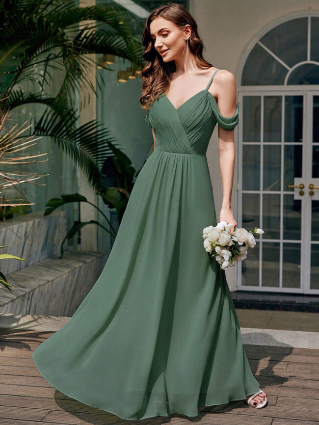 Vestido elegante Antonella verde olivo - Imagen 2