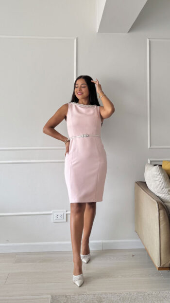 Vestido Luana con estrás Rosa