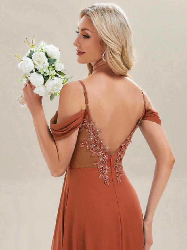 Vestido elegante Antonella Naranja - Imagen 3