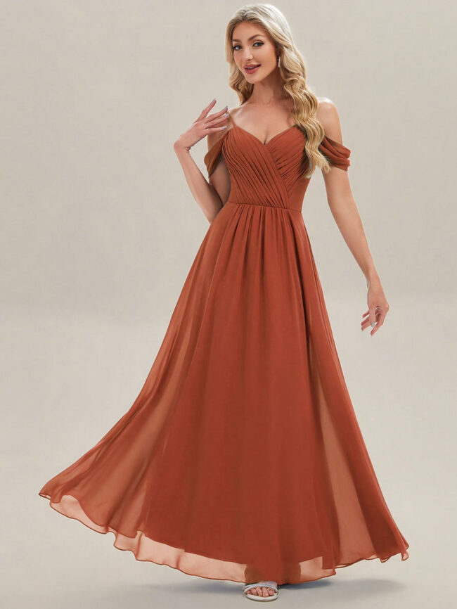 Vestido elegante Antonella Naranja - Imagen 4