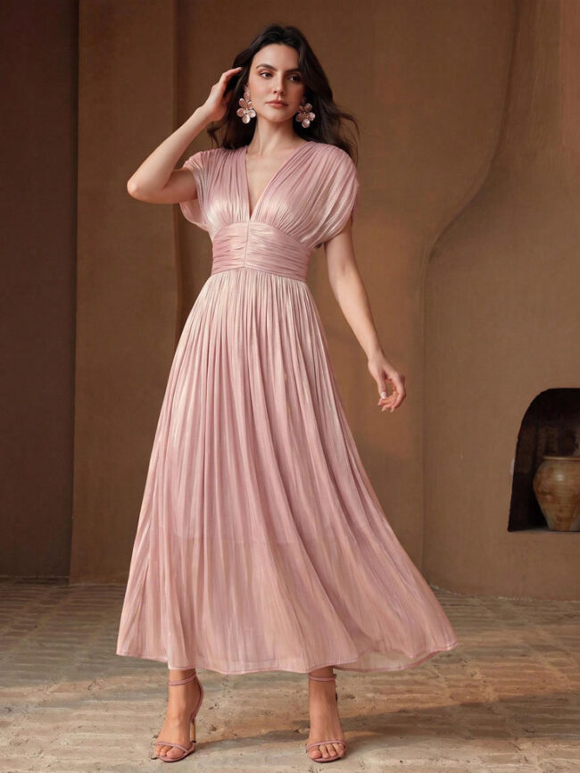 Vestido elegante Helena rosa - Imagen 1
