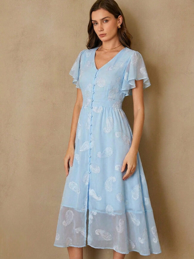Vestido Celeste de Gasa - Imagen 4