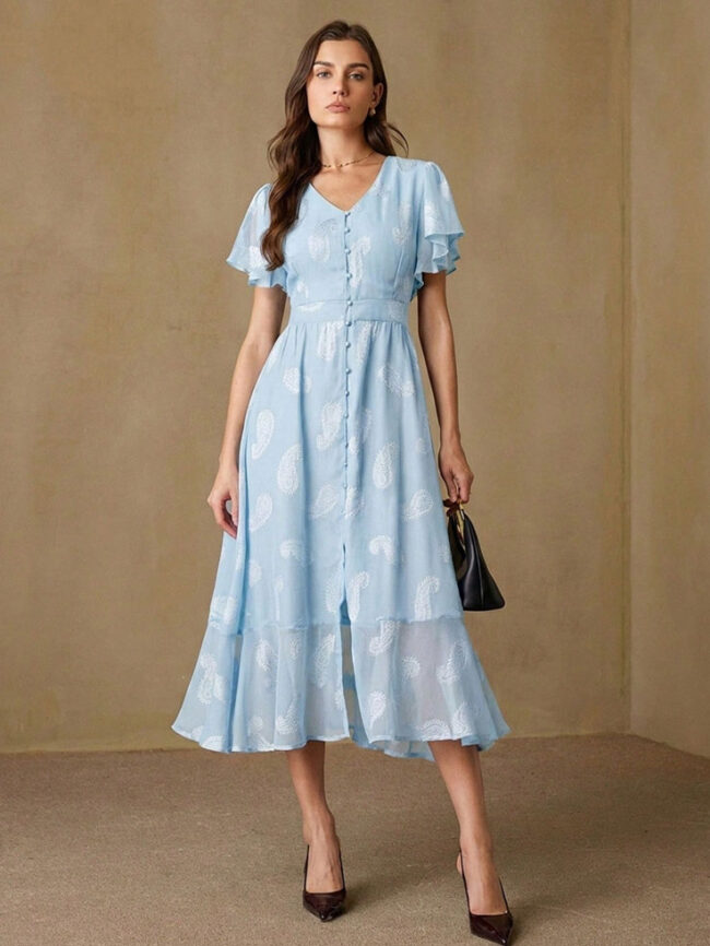 Vestido Celeste de Gasa - Imagen 6