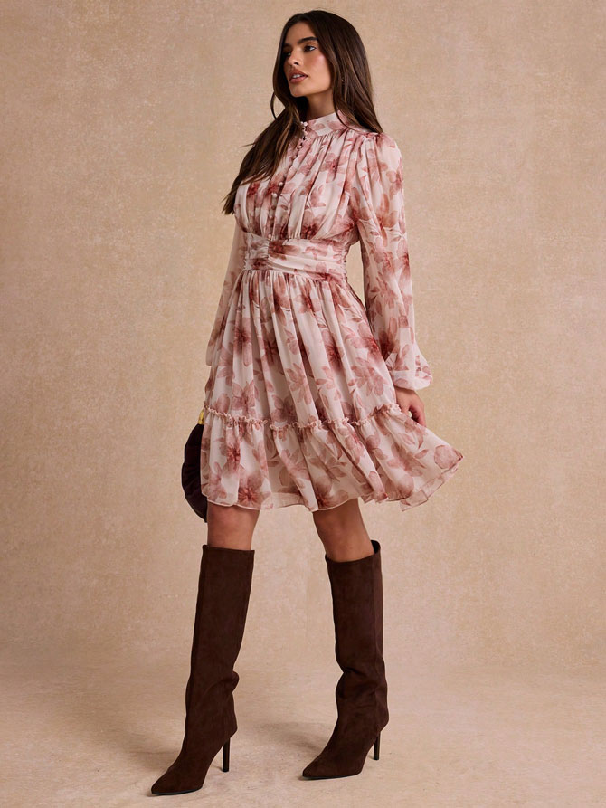 Vestido-corto-floreado-de-gasa-4 Vestido Bianca floreado - Imagen 1